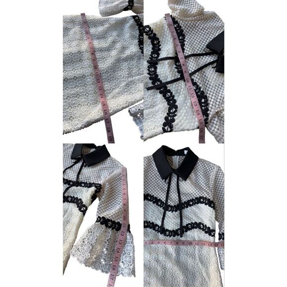 Avantlook Monochrome Petal Mini Lace Dress Size S - Picture 11 of 12